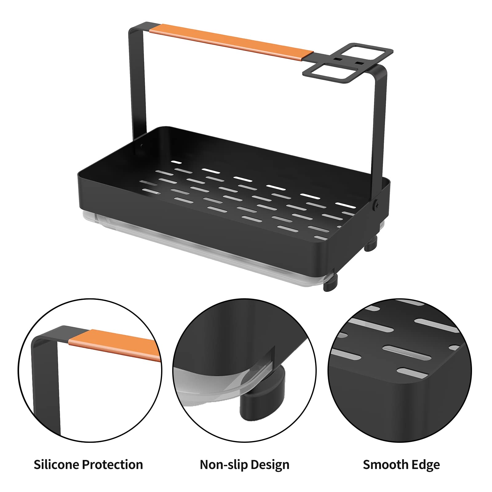 Tianyan Kitchen Sink Caddy Sponge Holder, Rustproof Kitchen Sink Organizer For Countertop With Drain Pan,4-In-1 Dish Brush Soap