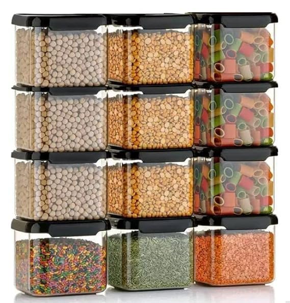 Freshfusion Unbreakable Air Tight Square Plastic Containers Set 500 Ml Pack 10 For Kitchen Storage, Kitchen Container, Storage/C