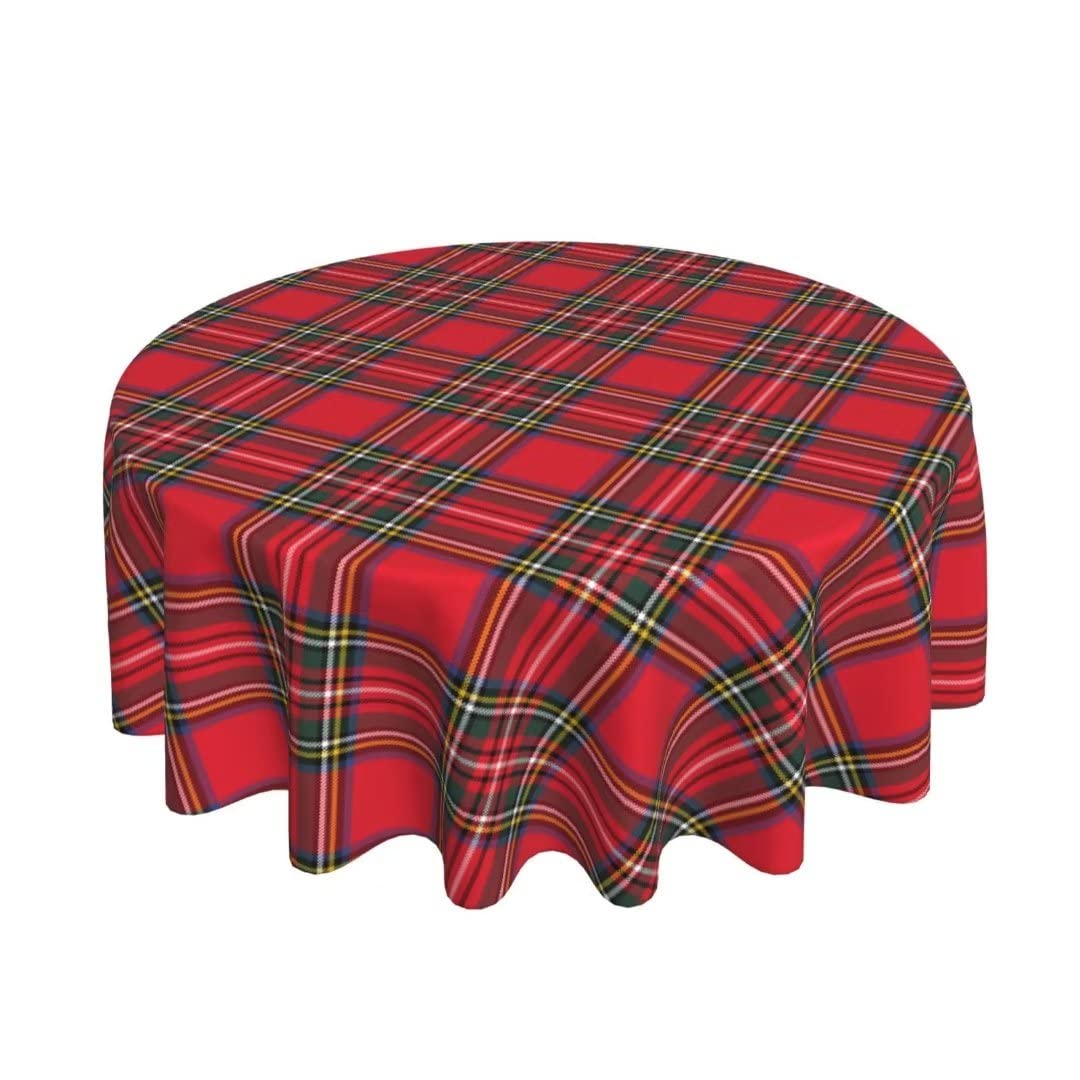 BETGINY Christmas Tablecloth 60 Inch Round Red Green Buffalo Plaid Tablecloth Dust-Proof Wrinkle Resistant Rustic Christmas Chec