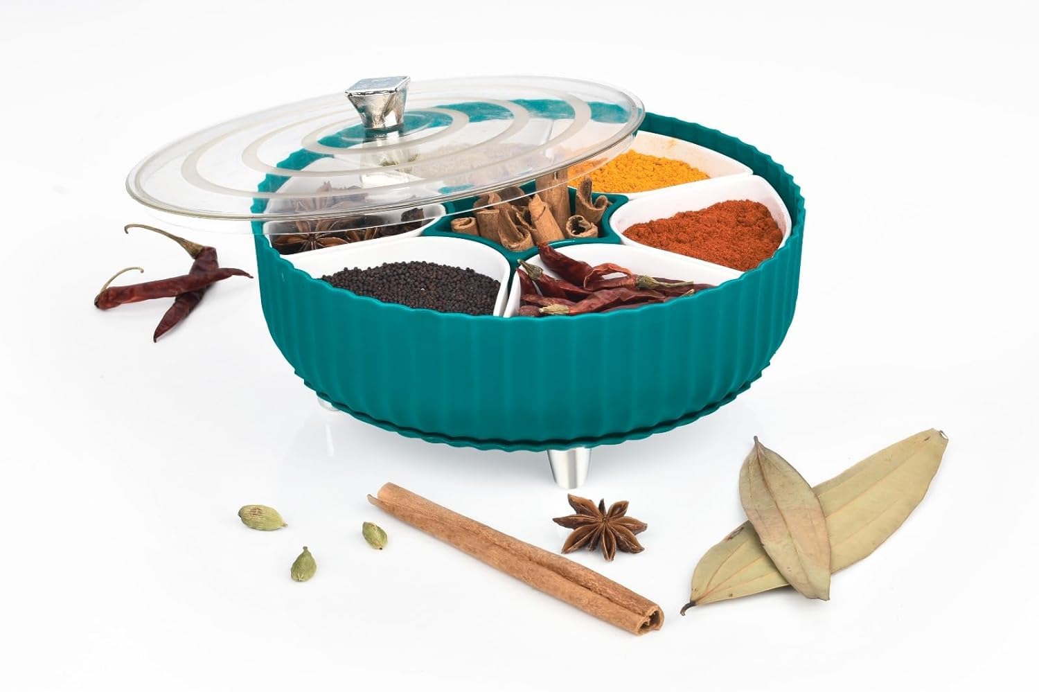 360 Revolving Masala And Dryfruit Box | Elegant Looking Rotating 7 Section Spice Box For Kitchen | Portable Masala Dabba | Uniqu