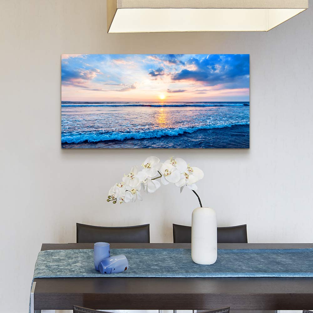 Canvas Wall Art for living room blue beach ocean sea waves landscape Wall Decor Ready to Hang Home Decorations bedroom kitchen bathroom inspirational Canvas prints posters painting wall mural Artwork