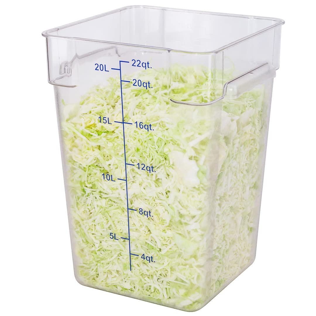 Restaurantware Met Lux 22 Quart Brine Bucket, 1 Square Marinating Container - With Volume Markers, Built-In Handles, Clear & Blu