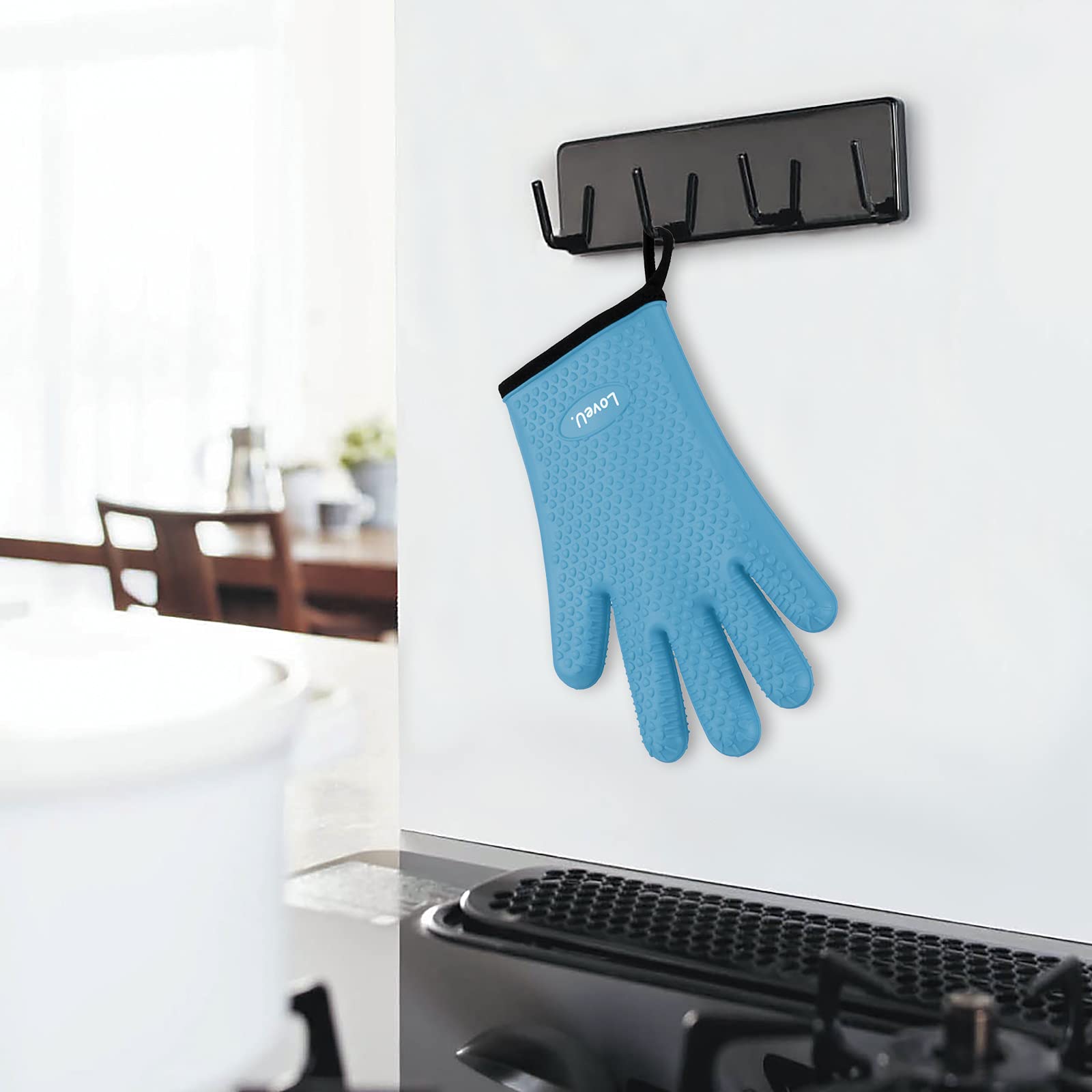 Loveuing Kitchen Oven Gloves - Silicone And Cotton Double-Layer Heat Resistant Oven Mittsbbq Glovesgrill Gloves - Perfect For Ba