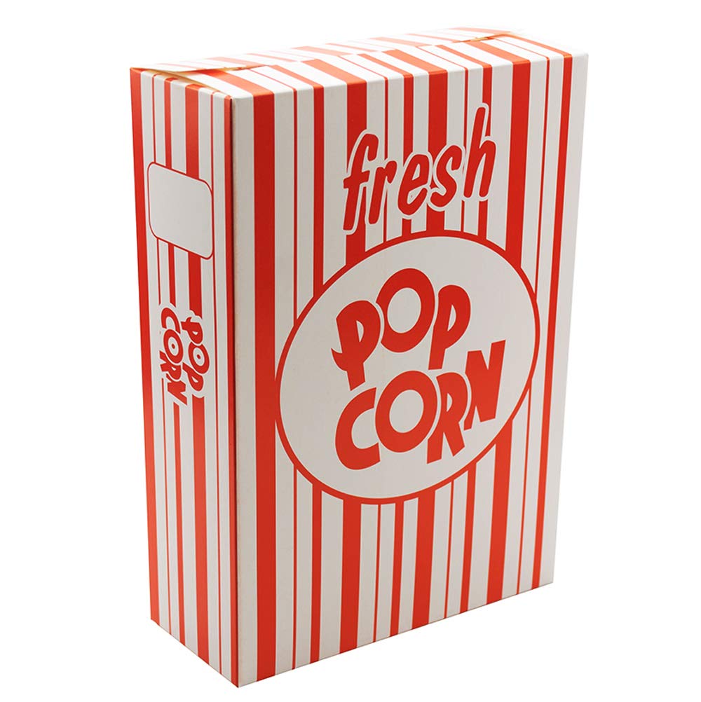 Fasmov 100 Pack Paper Popcorn Boxes, 6'' L x 2 1/2''W x 8 1/2 ''H Close Top Movie Theater Popcorn Boxes, Popcorn Containers for
