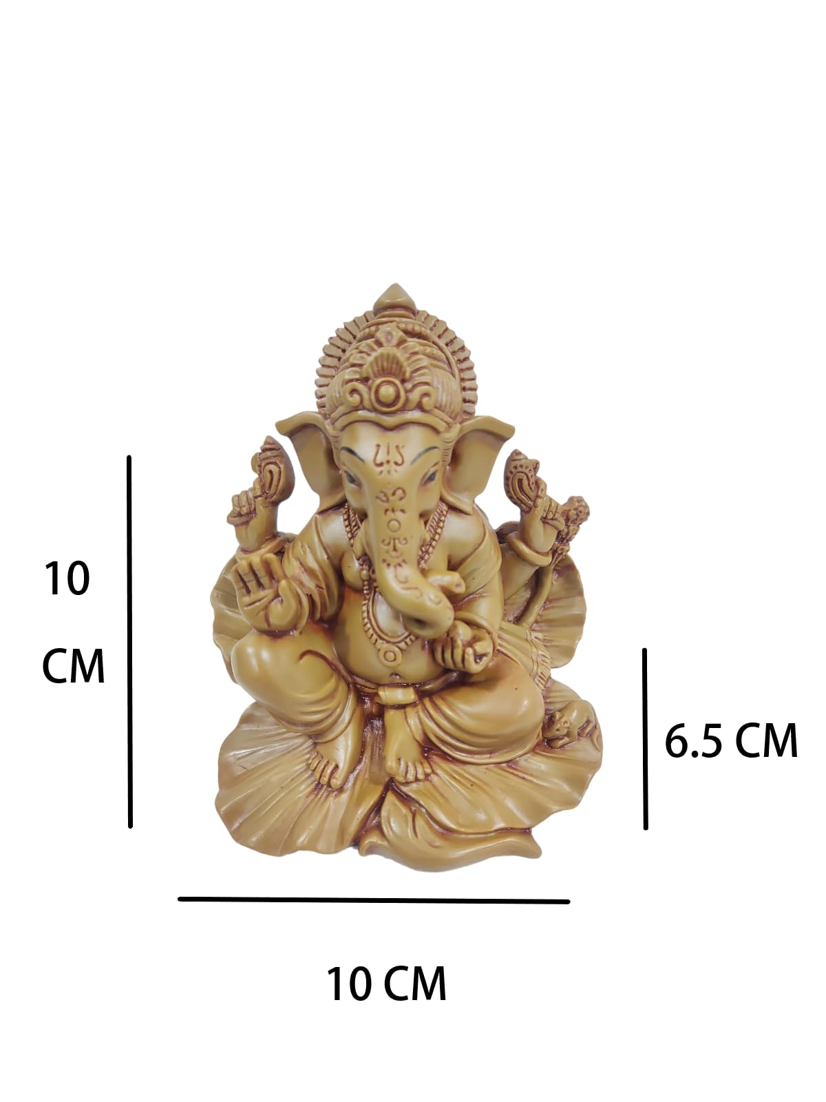 Pratima Wooden Finish Polyresin Shoeflower Ganesh Idol| Jaswanti Ganpati Murti|Ganesha Idol For Office Dcor& Home Decor|Ganesh S
