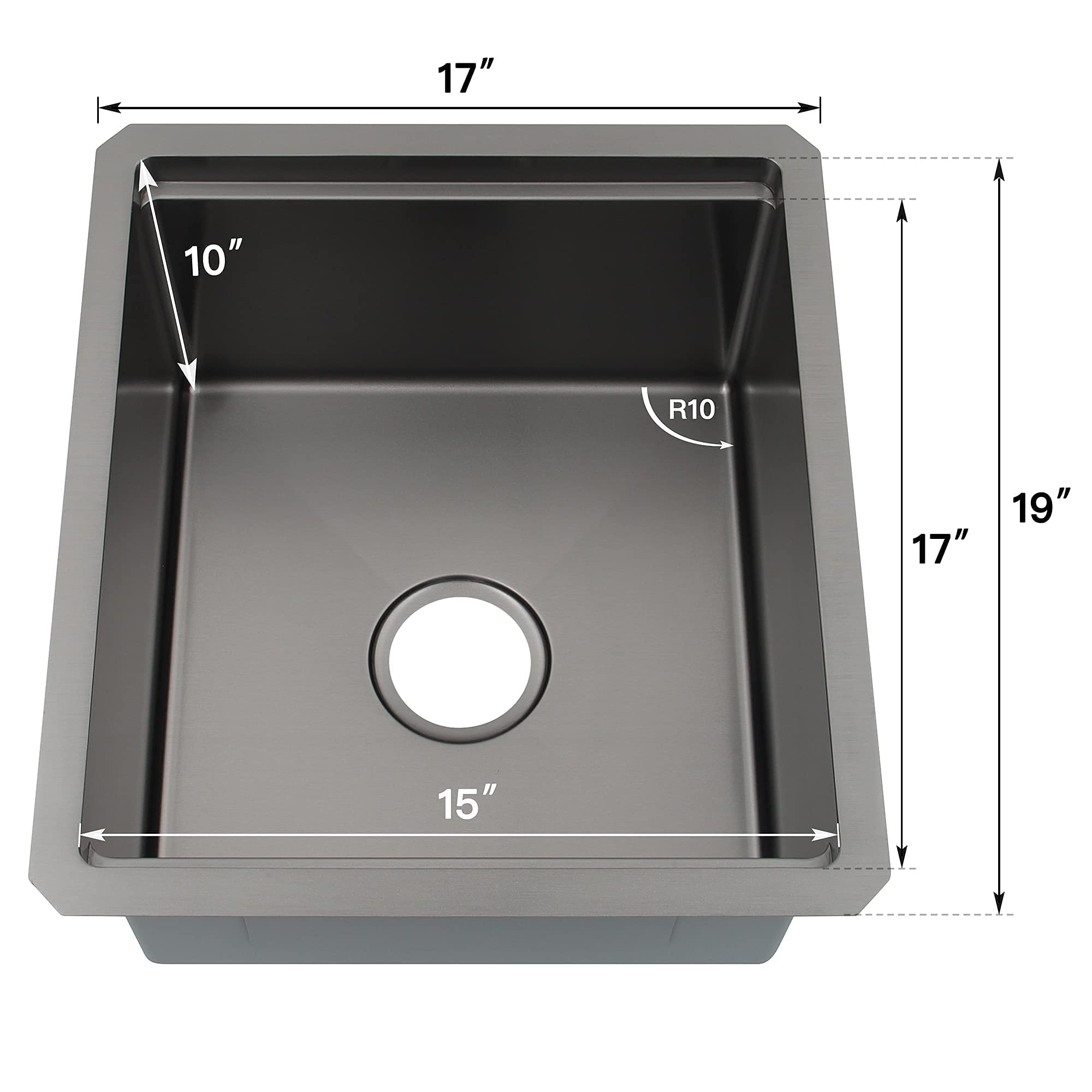 Lonsince Bar Sink Undermount,Black Bar Sink,17 X 19 Inch Small Rv Sink,Bar & Prep Sink,Stainless Steel Bar Sink
