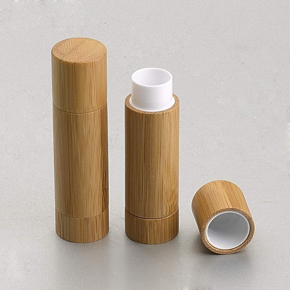4 Pieces 5.5Ml /5.5G Empty Bamboo Lipstick Tubes Refillable Lip Balm Lip Gloss Tube Holder Containers With Lids For Diy Make Up