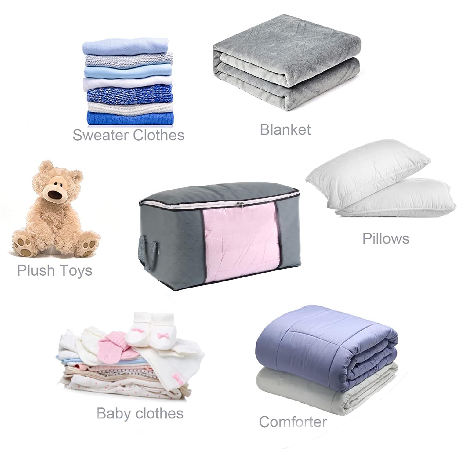 Arvanaindia Polypropylene Wardrobe Organizer & Blanket Storage Bags Large Capacity Clothes Storage Bags Foldable Closet Organise