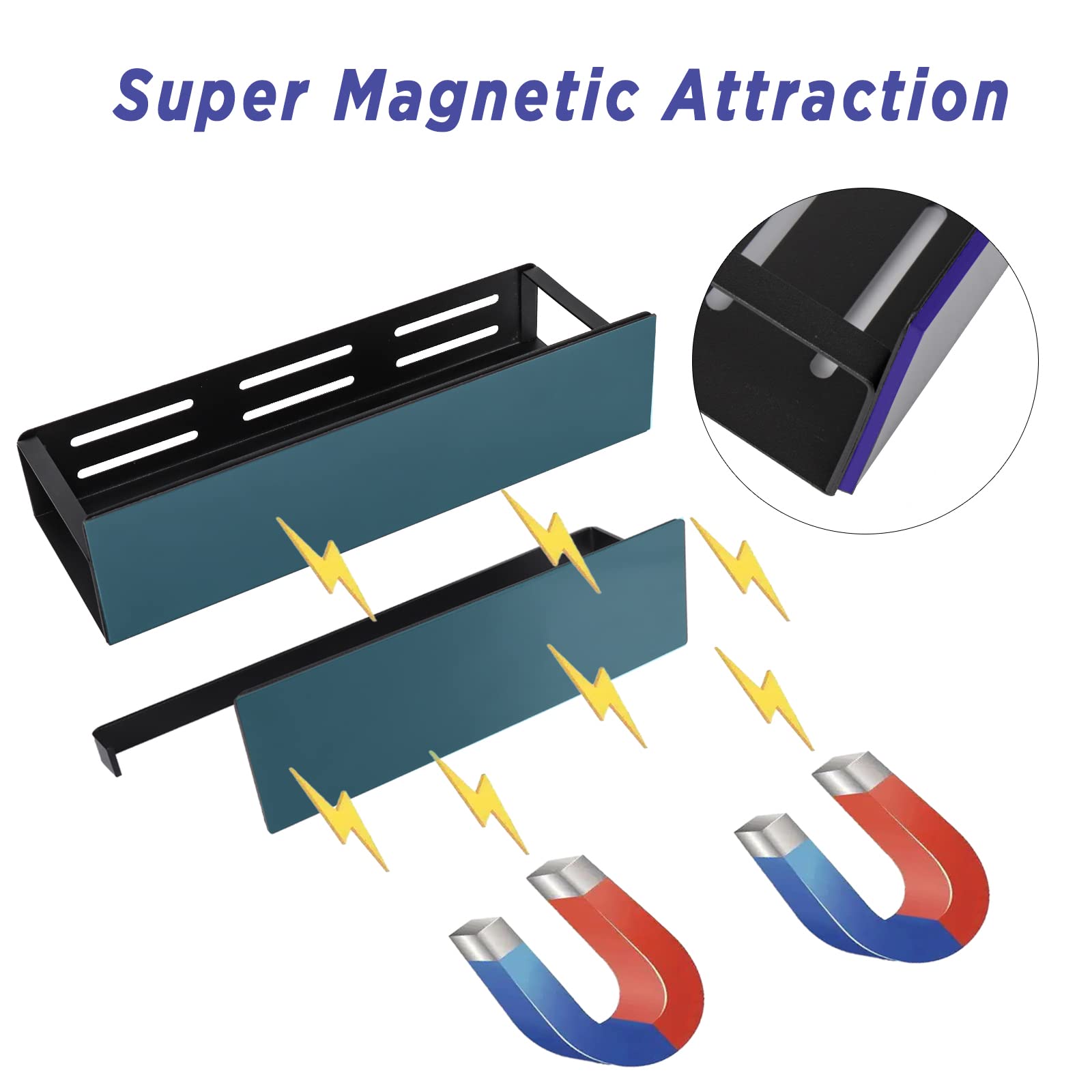 Carwiner 5 Pack Magnetic Spice Rack For Refrigerator With Paper Towel Holder, Magnetic Refrigerator Organizer, Strong Magnetic F