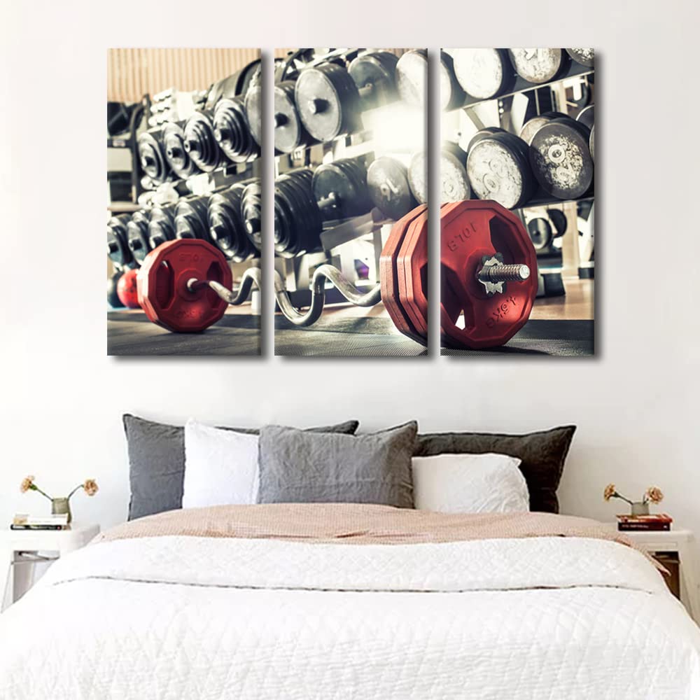 Tumovo Sport Fitness Canvas Wall Art For Living Room Barbell Large Wall Art Bodybuilding Modern Artwork Motivational Contemporar