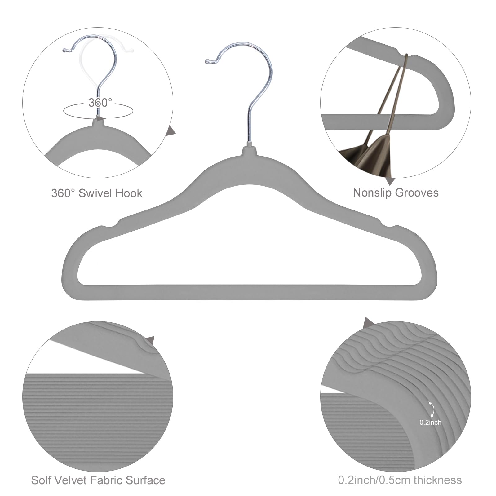 Goodtou Kids Velvet Hangers 50 Pack, Non Slip Baby Hangers For Closet Children'S Clothes Hangers Felt Clothes Hanger For Infant/