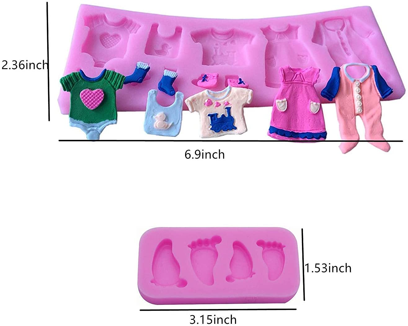 6 Pcs Cute Baby Silicone Molds Set For Baby Shower Gender Reveal Party Diy Fondant Candy Making Chocolate Kitchen Baking Mold De