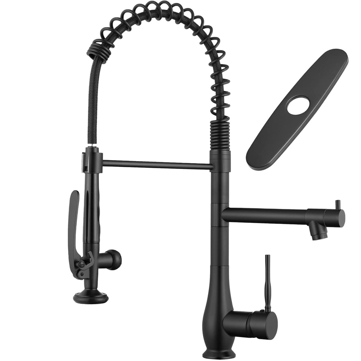 Gimili Black Kitchen Faucet With Pull Down Sprayer, Single Handle High Pressure Kitchen Sink Faucet, Commercial Double-Headed St