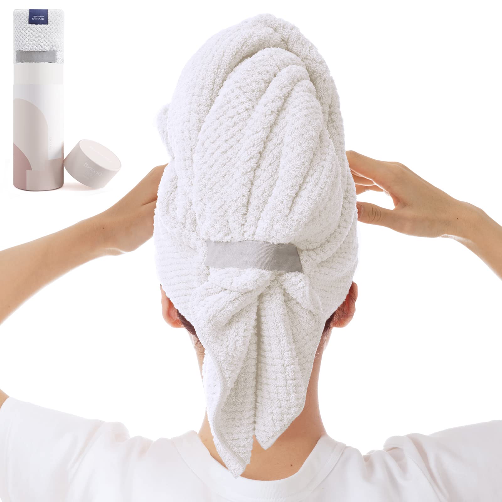 BYCOO Large Microfiber Hair Towel Wrap for Women, Anti Frizz Hair Drying Towel, Fast Dry Hair Turban for Wet Hair, Long, Thick,