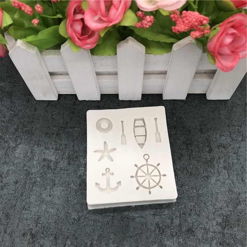 Playing Mold Mini Sea Oar Boat Anchor Star Rudder Lifebuoy Silicone Mold Tools For Make Chocolate Hard Candie Dessert Ice Fondan