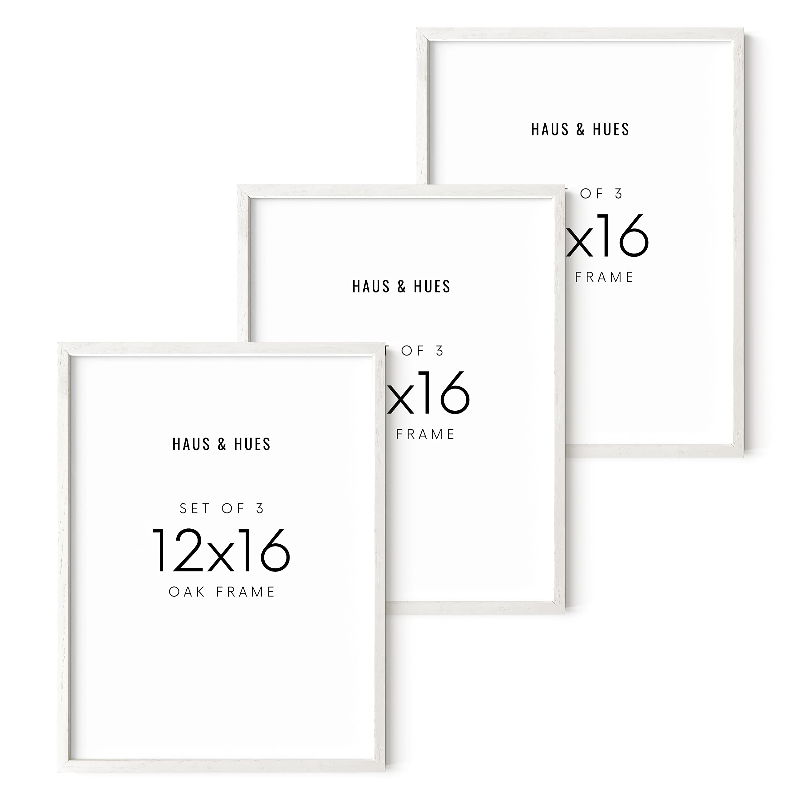 Haus and Hues Set of 3 12x16 White Frames - Picture Frames 12x16 White Gallery Wall Frame Set, 12 by 16 White Frame Gallery Phot