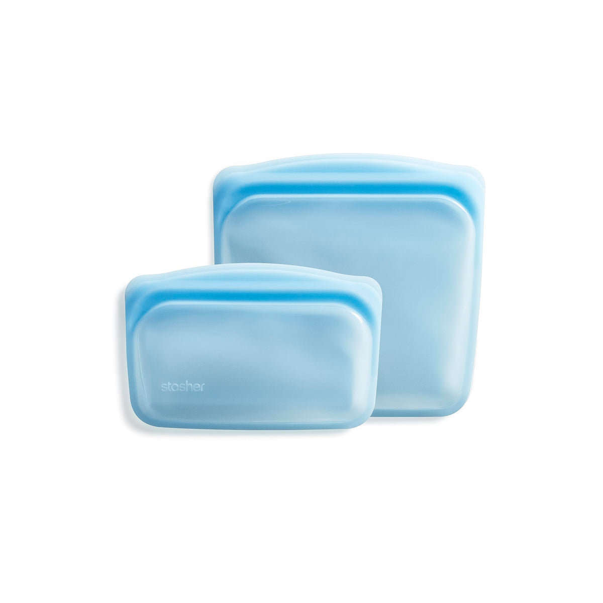Stasher Premium Silicone Reusable Food Storage Bags, 2-Pack, Blue | Multi-Use Food Storage Bags, Lunch Bag, Travel Containers |