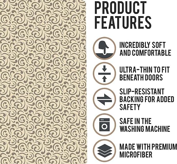 Shape28 Floor Mat Ultra-Thin Kitchen Bathroom Rug With Non Slip Rubber Backing 35Ax23A Latte Design 3P
