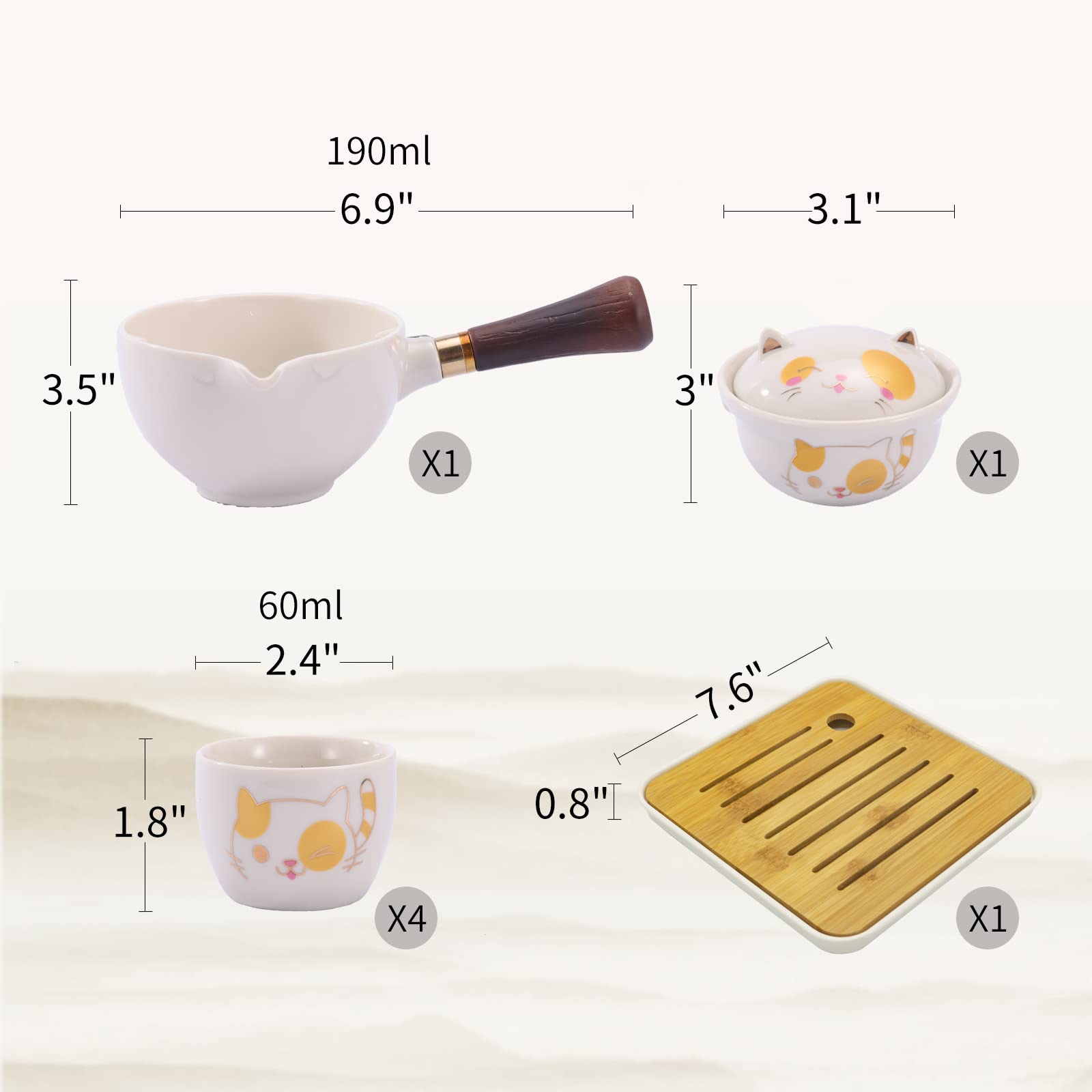 Lurrier Porcelain Chinese Gongfu Tea Set,Portable Teapot Set With 360 Rotation Tea Maker And Infuser,Portable All In One Gift Ba