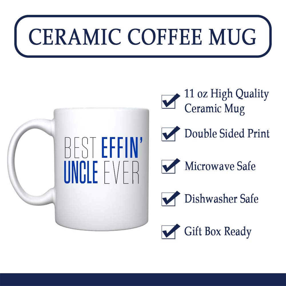 Veracco Best Effin ' Uncle Ever - White Ceramic Coffee Mug Tea Cup Funny Birthday Gifts For Him (White, Ceramic)