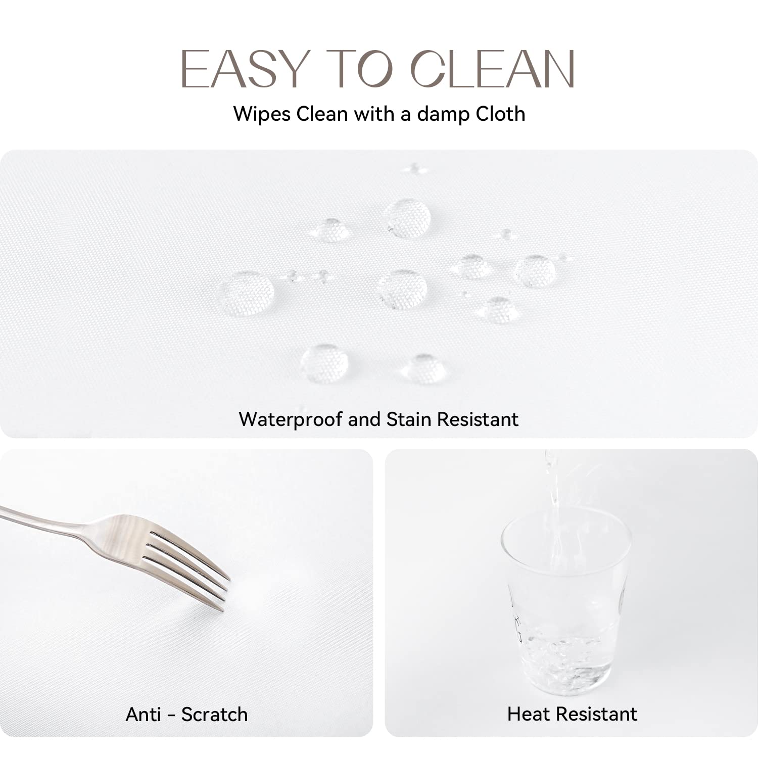 Romanstile Round Waterproof Tablecloth, Stain Resistant Washable Table Cloths Wrinkle Free Polyester Table Covers For Kitchen Di