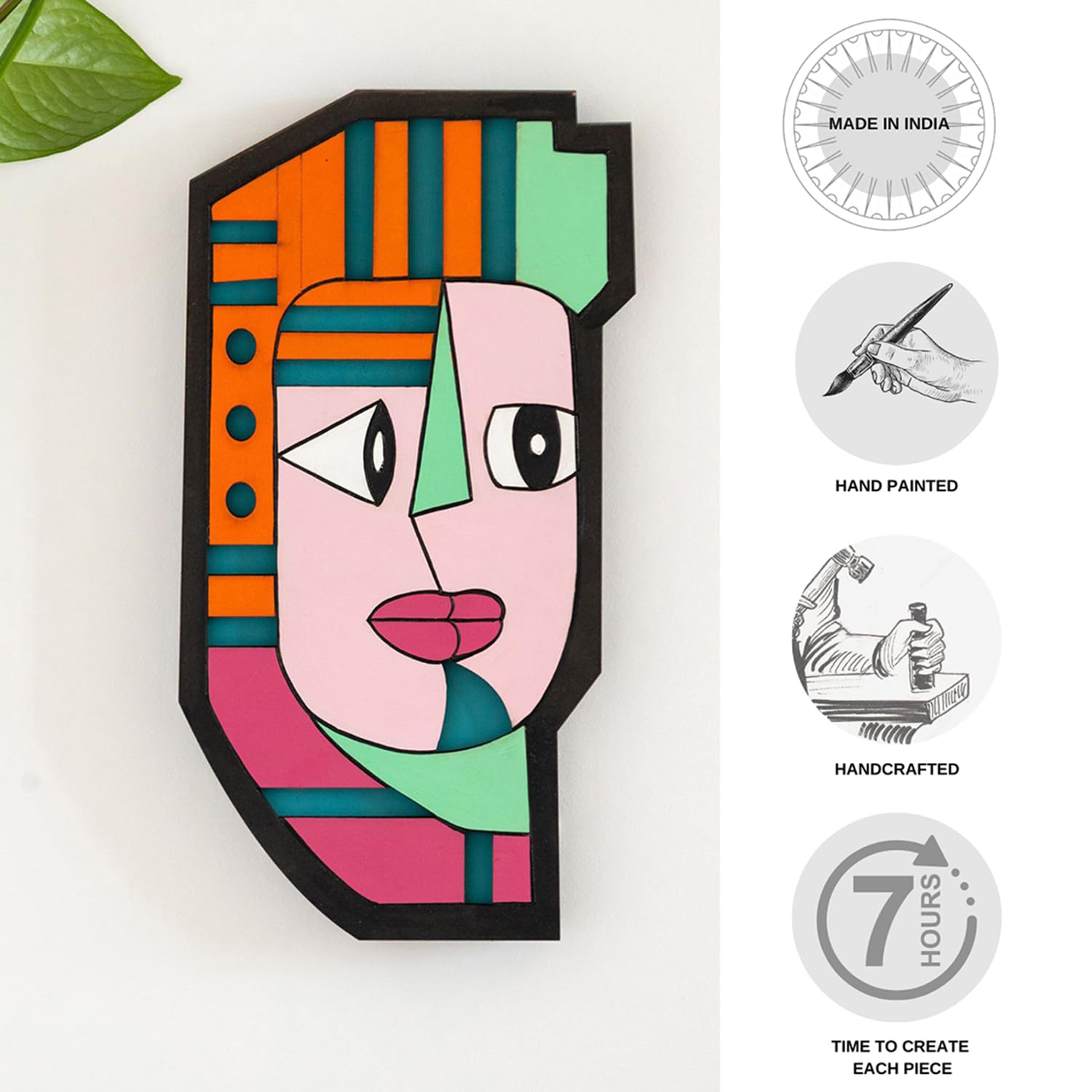 ExclusiveLane Tribal African Mystical Mask Wooden Wall Decor For Living Room Bedroom (13 Inch) | Hand-Painted Decorative Wall