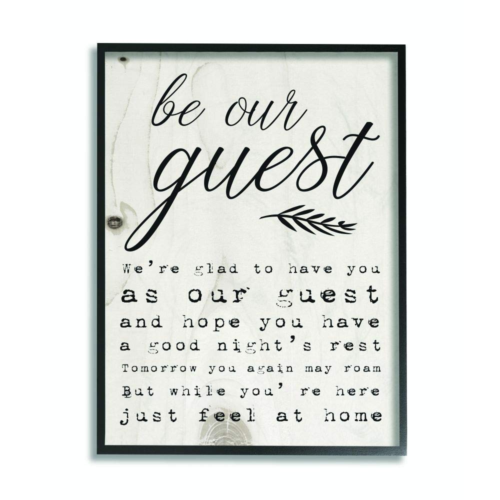 Stupell Industries Be Our Guest Poem Cursive Black Framed Wall Art, 16 X 20, Design By Artist Daphne Polselli