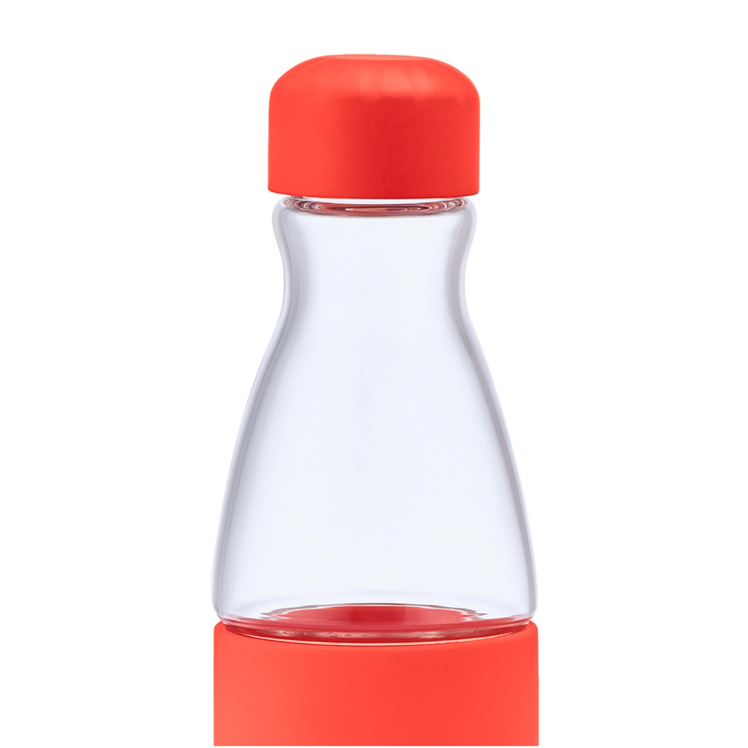 S'well Glass Original Water Bottle, 18oz, Radiant Coral, Break Resistant Glass With Protective Silicone Sleeve, BPA Free, Zero P