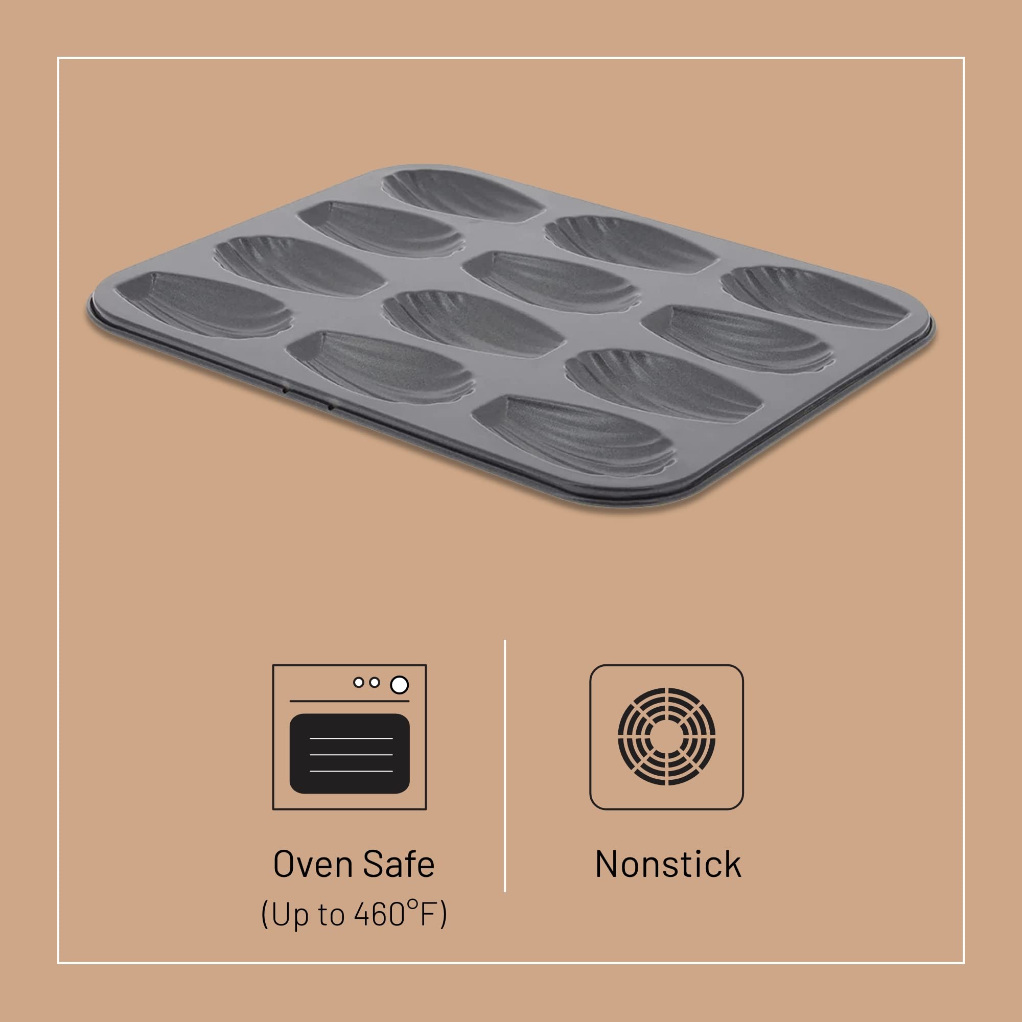De Buyer Nonstick Madeleines Mold - Bake Up To 12 Perfectly Crisp Madeleines - Easy To Use & Clean
