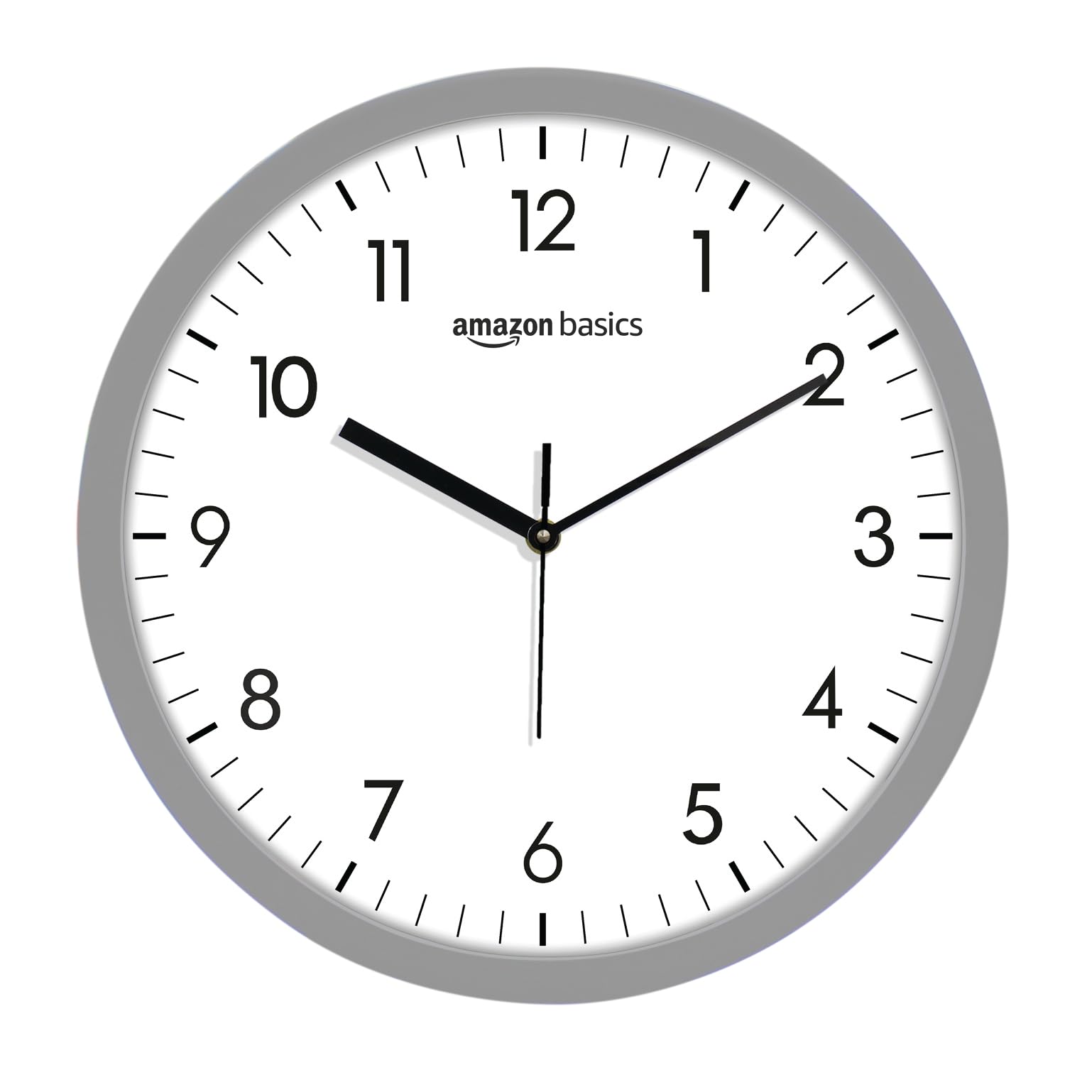 Amazon Basics Traditional Wall Clock, Nickel, 30.4 Cm | Analog Operation | Durable & Lightweight Construction With Metal Rim | S