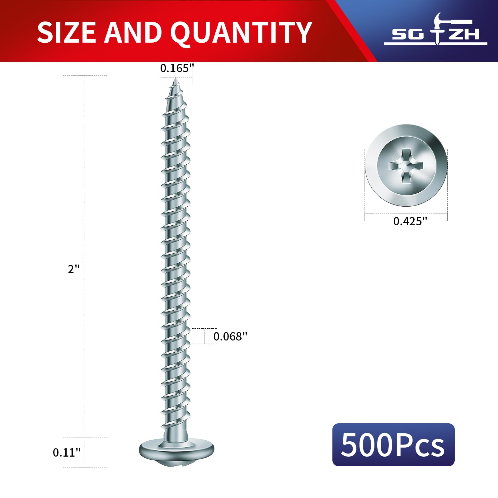 8 X 2 Wood Screw 500Pcs Alloy Steel Standard Thread Truss Head Fast Self Tapping By Sg Tzh