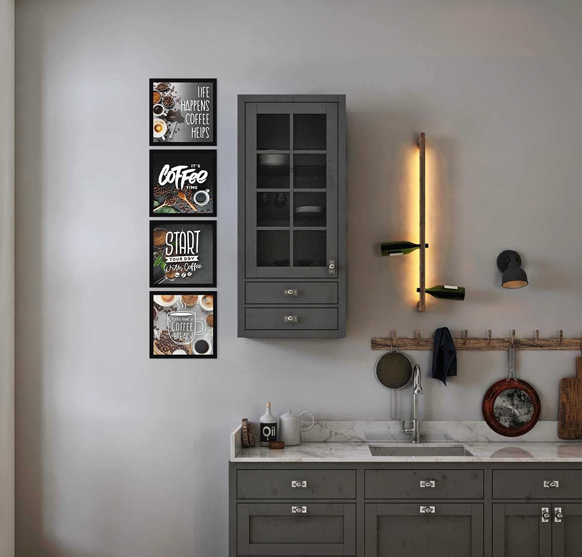 ArtX Kitchen Food Coffee Spices Motivational Funny Quotes Wall Art Painting, Framed Posters, 20 X 20 inches, 10.0 X 10.0 inches