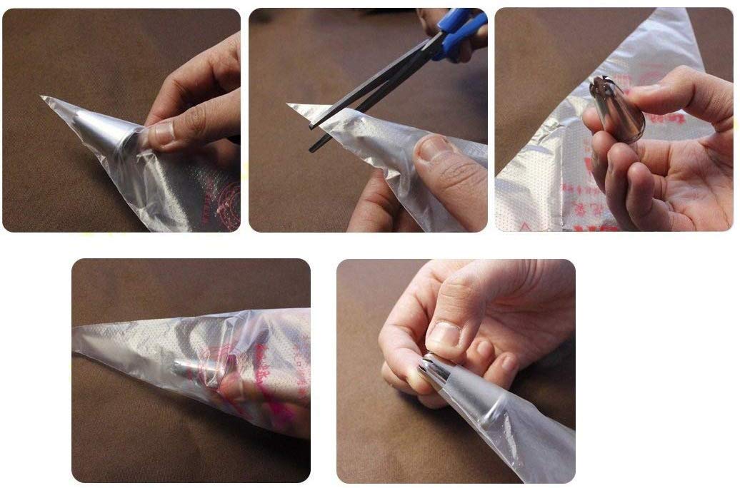 Inditradition Pastry, Cake Icing Piping Decorating Bags (26 x 17 cm, Clear) - Pack of 100