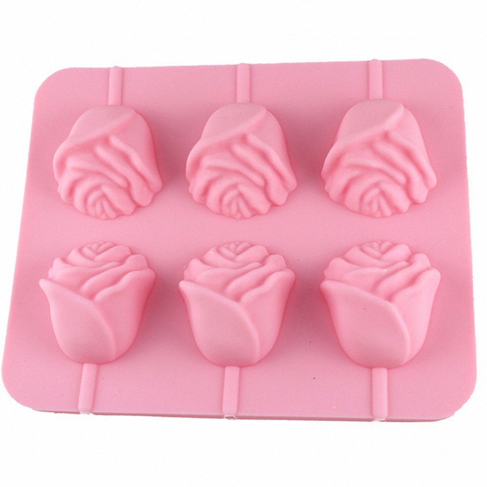 3D Flower Lollipop Mold And 20Pcs Sticks - Moldfun Rose Silicone Lolly Pop Tray For Hard Candy Chocolate Gummy Jello Sucker