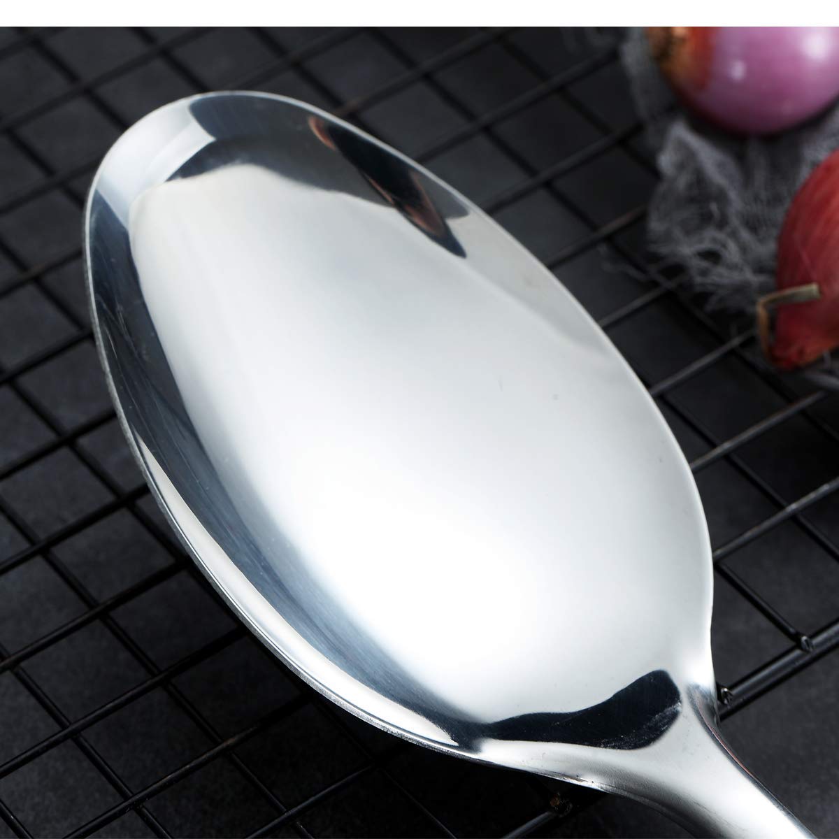 Berglander Solid Spoon, Stainless Steel Solid Cooking Spoon,Solid Serving Spoon, Kitchen Spoons, Spoon For Cooking, Basting Spoo