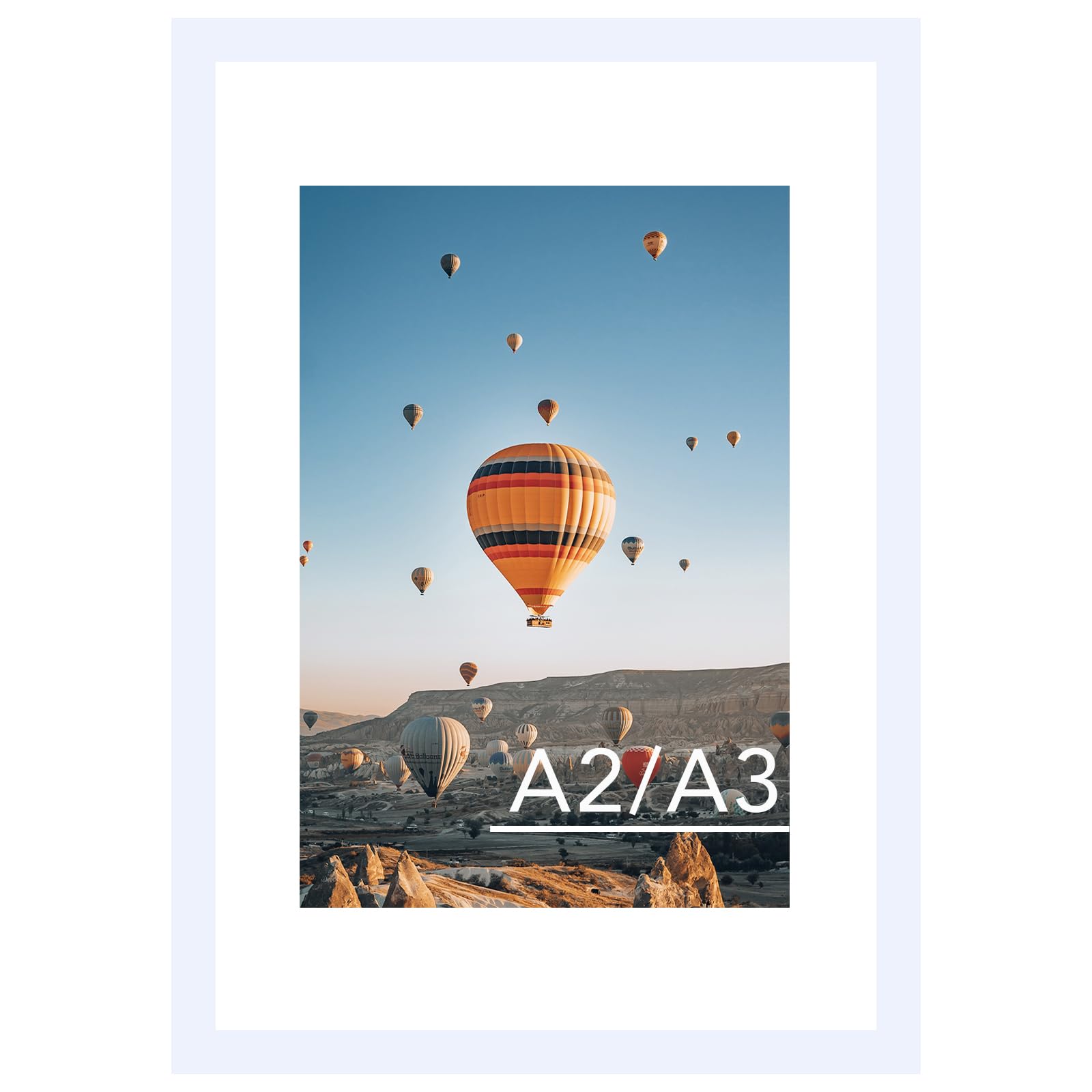 JCJMY 16.5x23.4 A2 Picture Frame White with 11.7x16.5 A3 Mat, Display Photo 11.7x16.5 with Mat or 16.5 x 23.4 Without Mat, Wall 