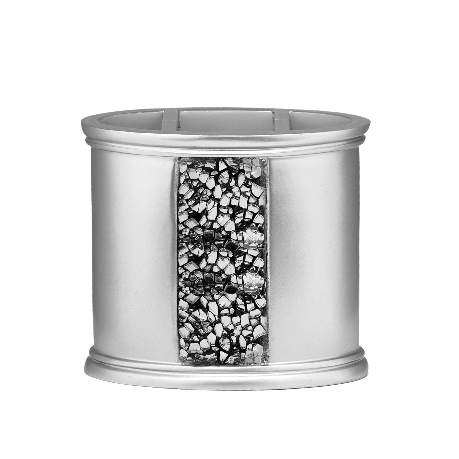 Zahari Home Sinatra Bath Tooth Brush Holder Modern Tooth Brush And Toothpaste Holder, Silver