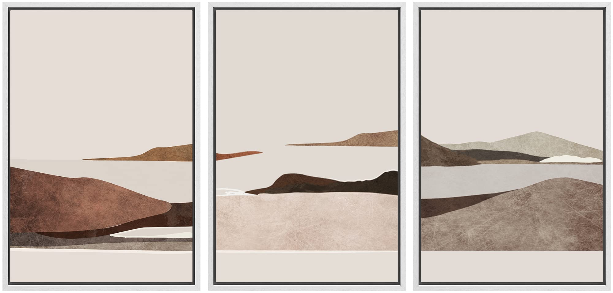 Signwin 3 Piece Framed Canvas Wall Art Flower Canvas Home Artwork Decoration For Living Room,Bedroom - 16''X24''X3 White