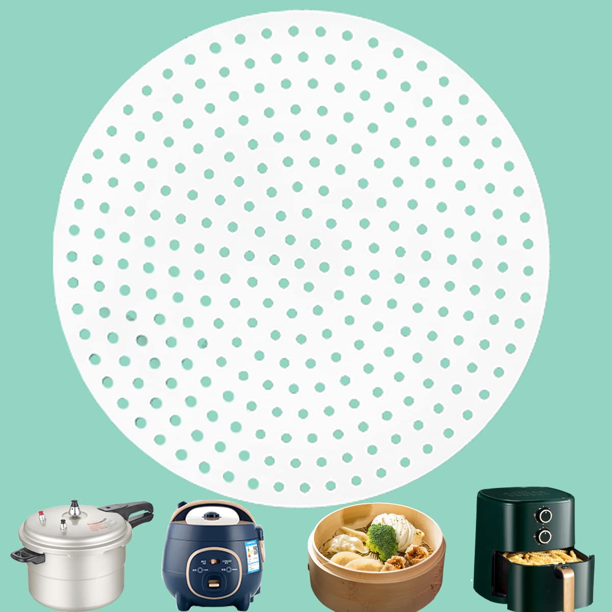 Multipurpose Silicone Liner For Steamer, Air Fryer, Pressure Cooker: Upgraded Reusable Air Fryer Liners, Silicone Baking Mat Ste