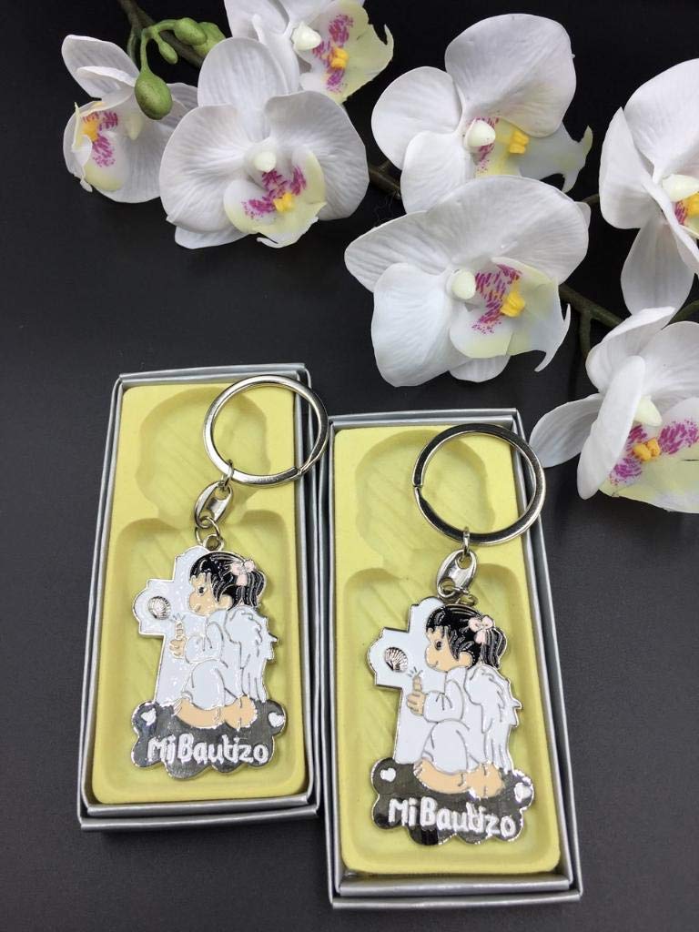 12 Pcs New White Angel Girl Baptism Keychain Party Favors For Baby Girls/Bautizo Recuerdos/Gift For Guest/Christening Favors Ii