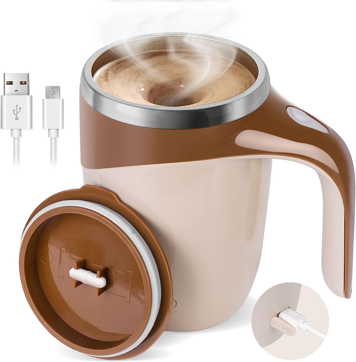 ZORVY Automatic Magnetic Stirring Coffee mag, Portable Rechargeable Magnetic Stirring Coffee Mugs, fit Home, Office, Travel, (Po
