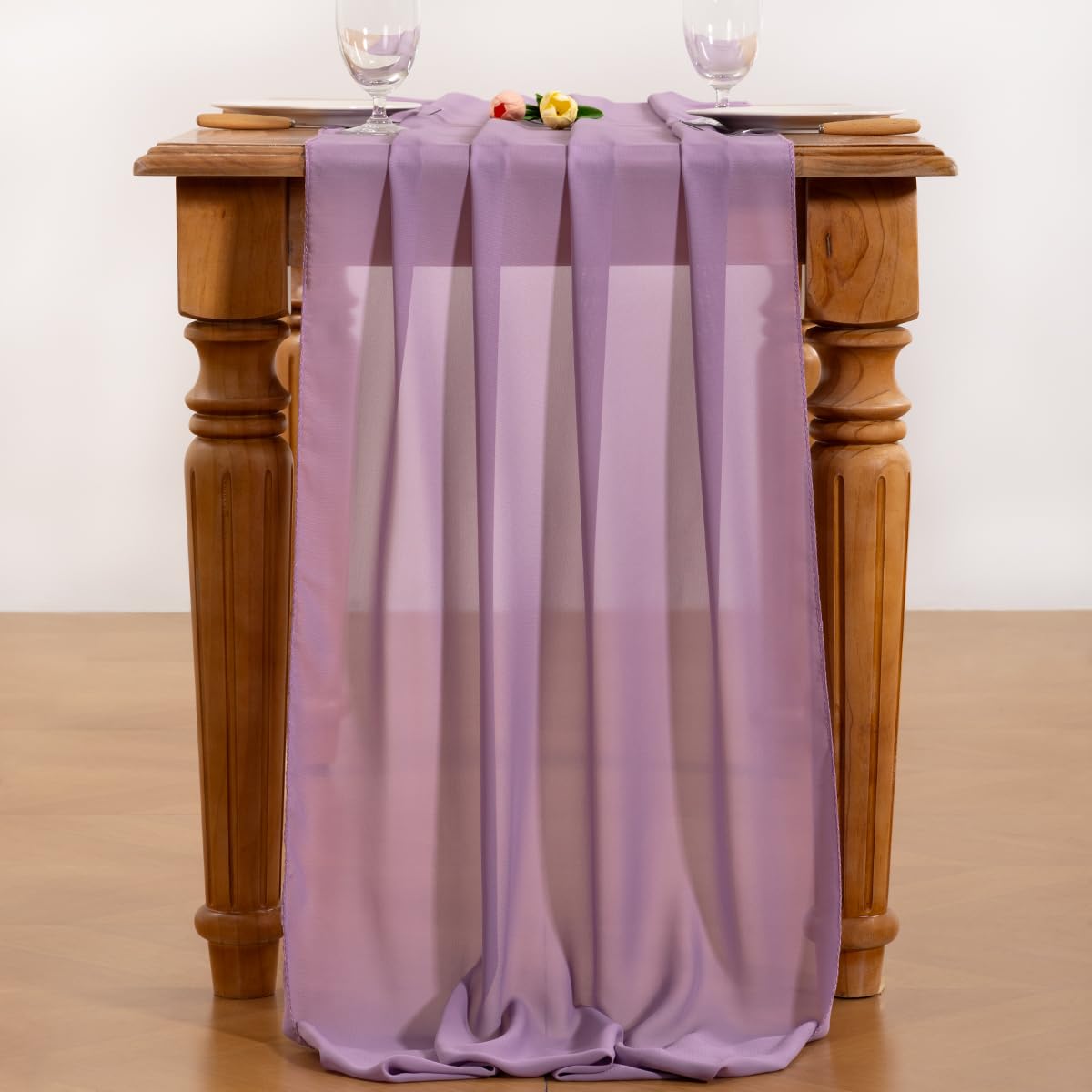 Socomi Purple Chiffon Table Runner Fall Thanksgiving Boho Rustic 10ft 29x120 Inches Wedding Runner Sheer Bridal Shower Decoratio