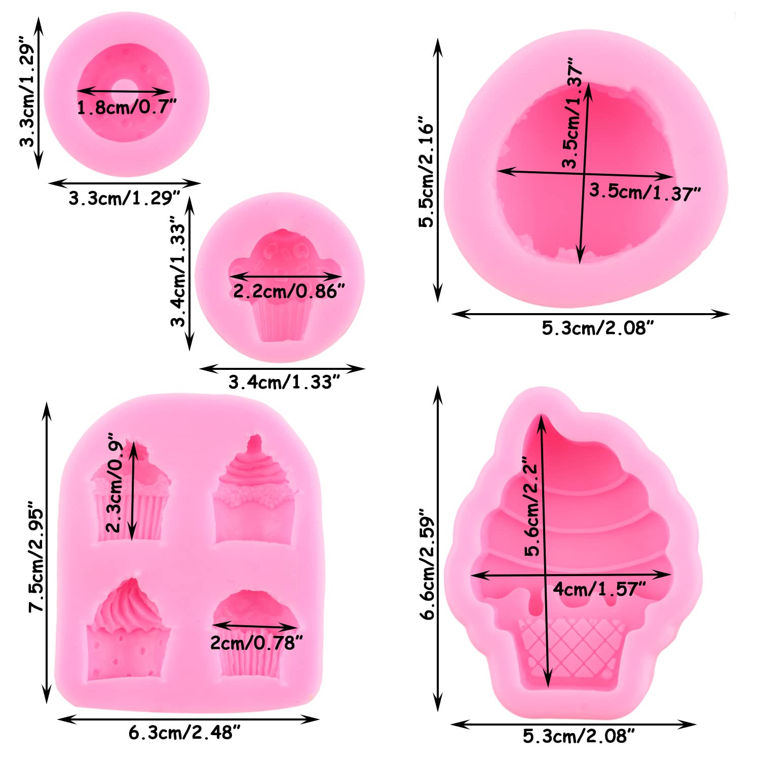 Lkdquthm Ice Cream Donut Silicone Molds Macaron Fondant Molds For Cake Decorating Cupcake Topper Candy Chocolate Gum Paste Polym