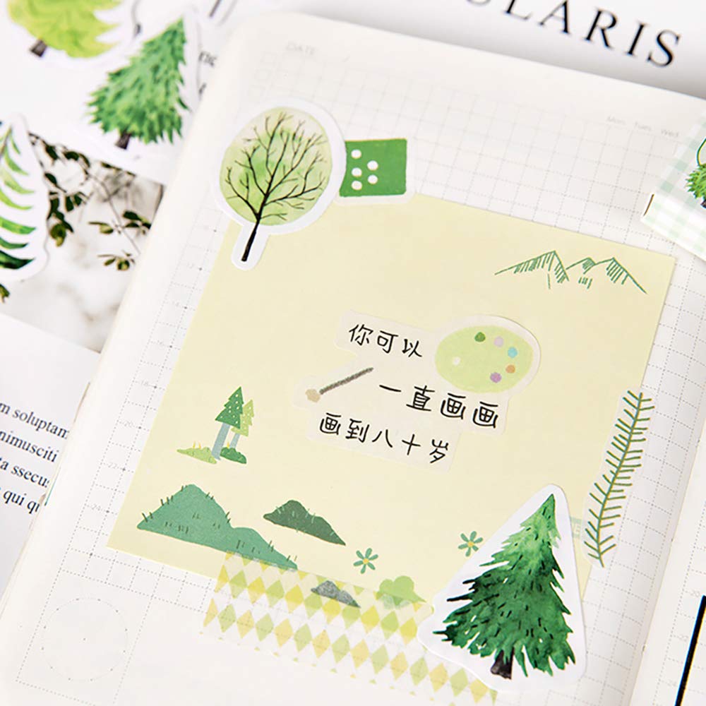 45 Pcs Small Scrapbooks Laptop Stickers, Doraking Boxed Forest Plants Leaves Pine Tree Decorative Stickers For Laptop Scrapbooki