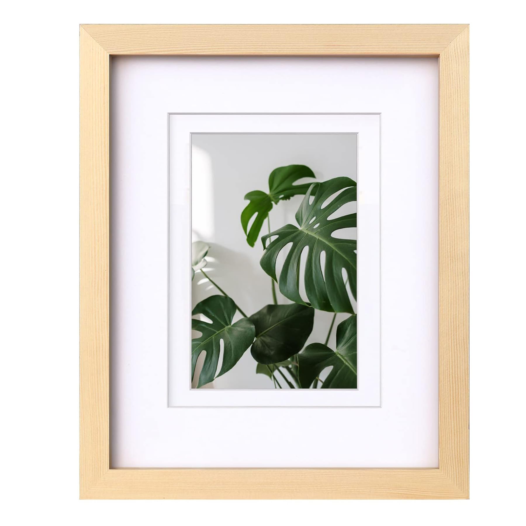 Egofine 8x10 Picture Frame Natural Wood Made of Solid Wood with Plexiglass, Display Pictures 4x6/5x7 with Mat or 8x10 Without Ma