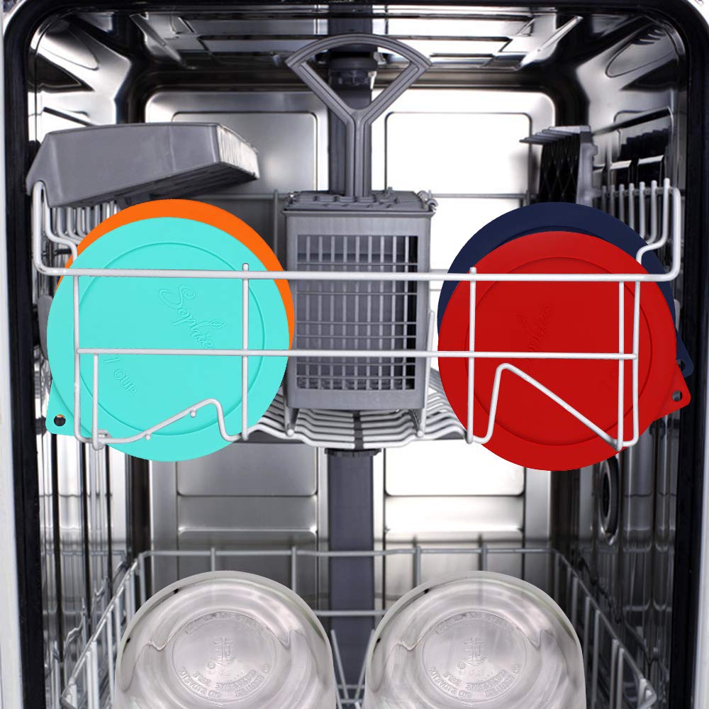 Sophico Sophico Round Silicone Storage Cover Lids Replacement for Anchor Hocking and Pyrex 7402-PC 6/7 Cup Glass Bowls (Container not Included) (Red-Orange  4 pack)