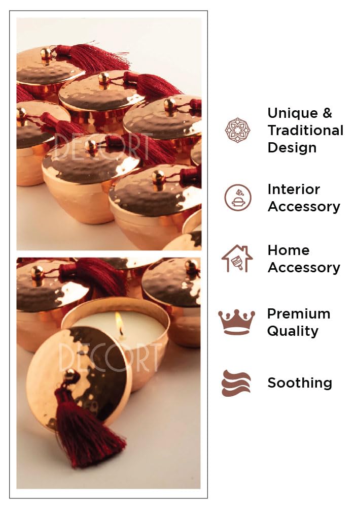 DECORT Gold Scented Durable Reusable Metal Candle for Home Jasmine Mogra| 211 Grams with 11 Hours Burn Creates Positive Soothing