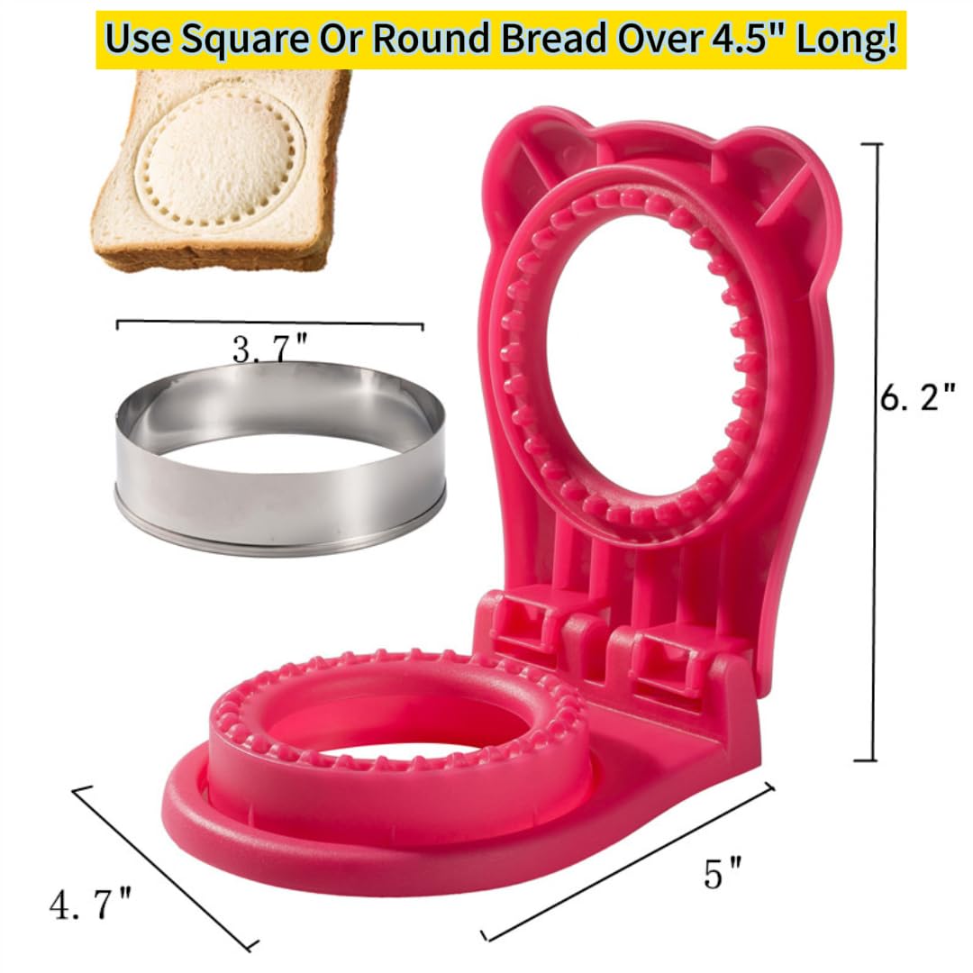 Chichaus Uncrustable Sandwich Maker,Sandwiches Pocket Circle Shape 3.7Inch Sandwich Cutter And Sealer,Sandwich Cookie Cutters Fo