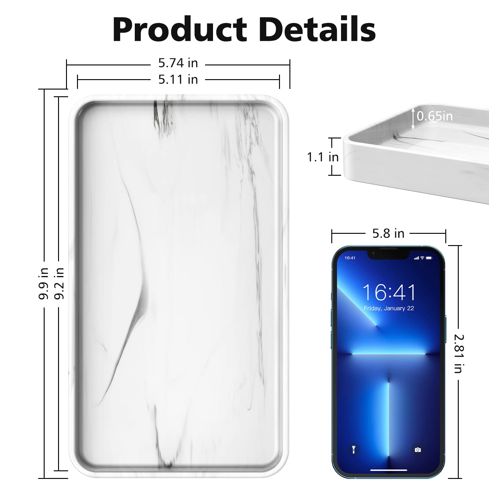 Gurygo 10'' Vanity Tray For Bathroom - Hand Towel Tray Organizer For Paper Napkins - Bathroom Vanity Counter Organization - Cera