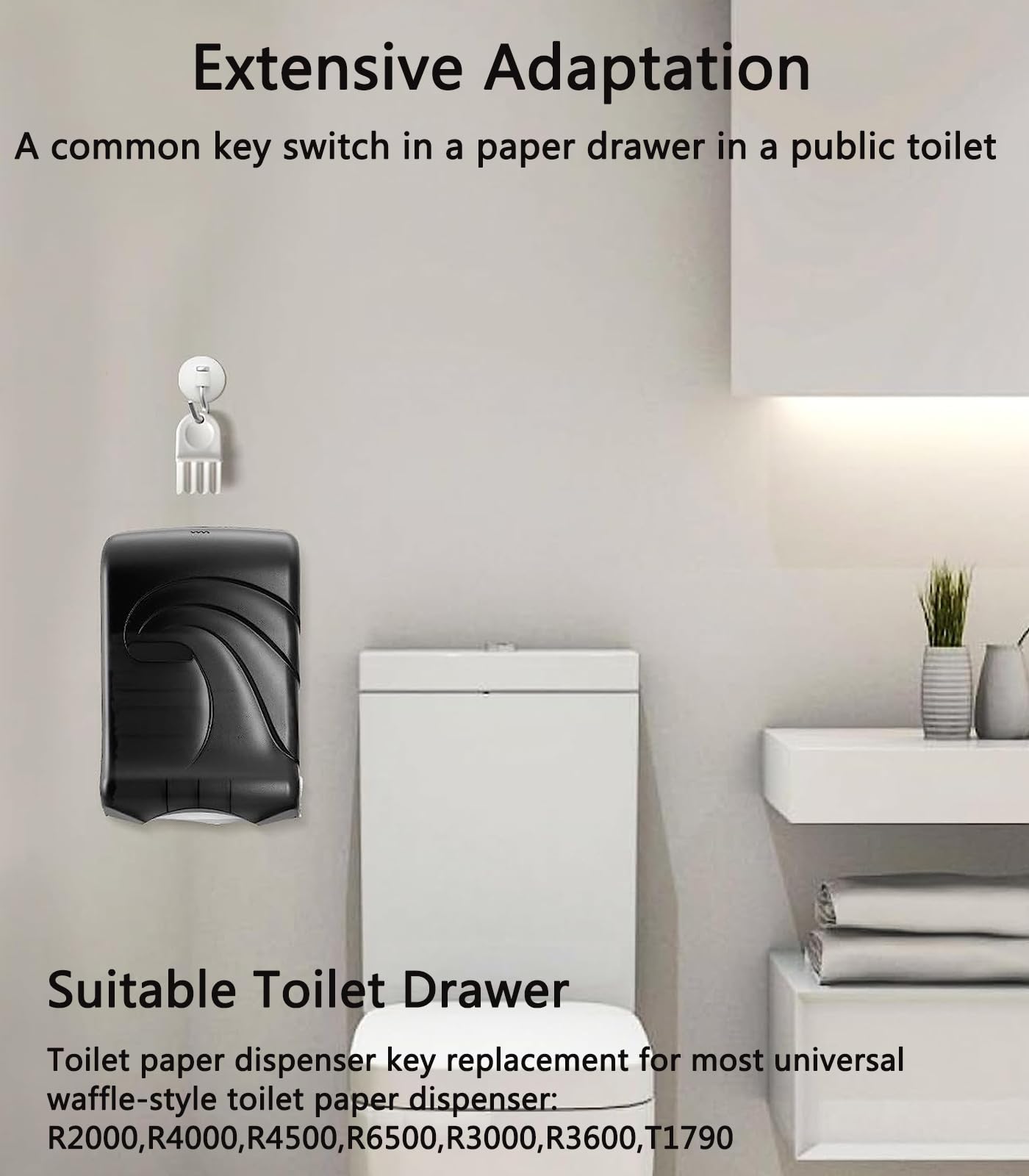 Weyichuang Paper Towel Dispenser Key, 5 Pack Universal Dispenser Key,Universal Waffle Toilet Paper Dispenser Key +2 Pack Keychai